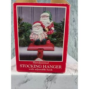 Potpourri Designs Santa Duet Stocking Hanger Adjustable Hook Vintage 1994 959546